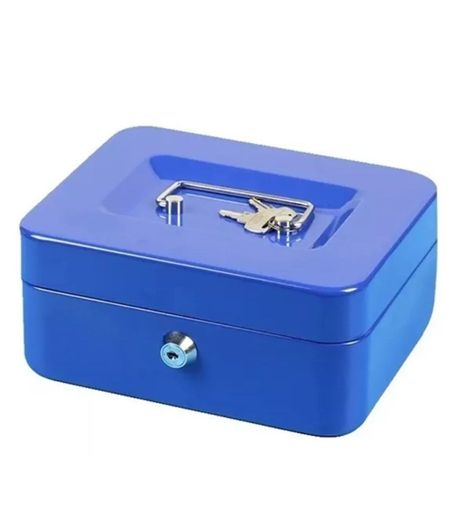 Caja De Seguridad Metálica con Llave Azul-2