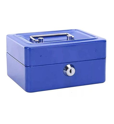 Caja De Seguridad Metálica con Llave Azul-0