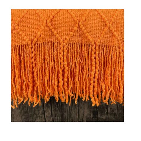 Manta Decorativa Tejida Estilo Nordico Para Sofa Sillon Cama Naranja-2