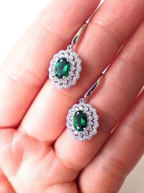 Conjunto collar con dije y aros Esmeralda Plata S925-3