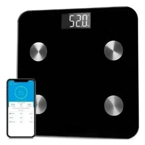 Pesa Balanza De Baño Digital Con Bluetooth Inteigente Negro-0