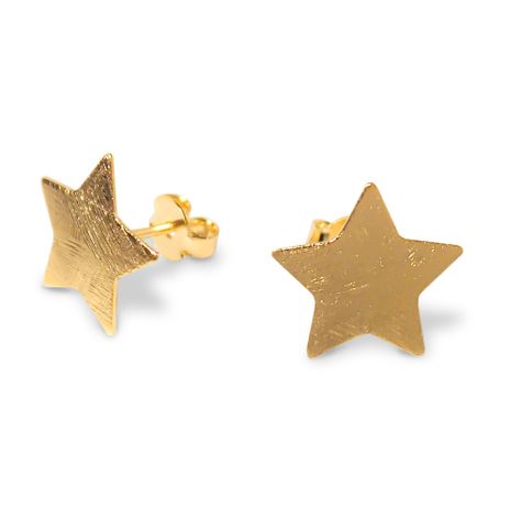 Aros Estrella Satinados Enchapado Oro 18K-0