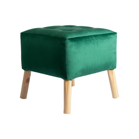 Pouf Alemania Verde Botella Felpa 42x42x43 cm Máxima Design-1