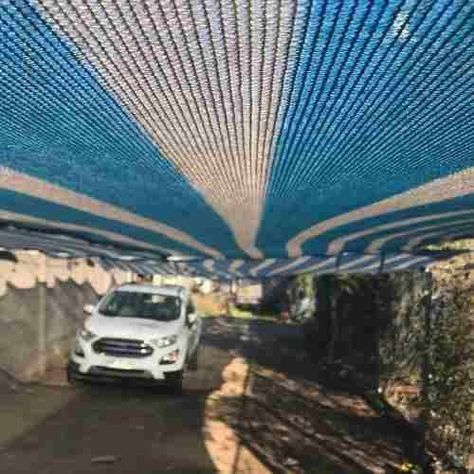 Malla Sombra Franjeada 80% de 2,1 × 100 m Azul/Blanco-2