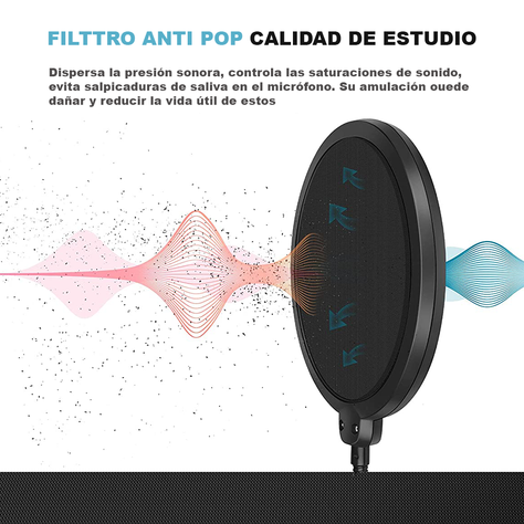 Filtro Anti-pop Metal Flexible Doble Malla Para Micrófonos-3