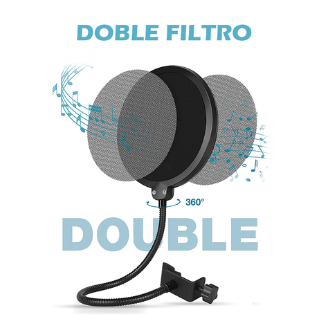 Filtro Anti-pop Metal Flexible Doble Malla Para Micrófonos-2