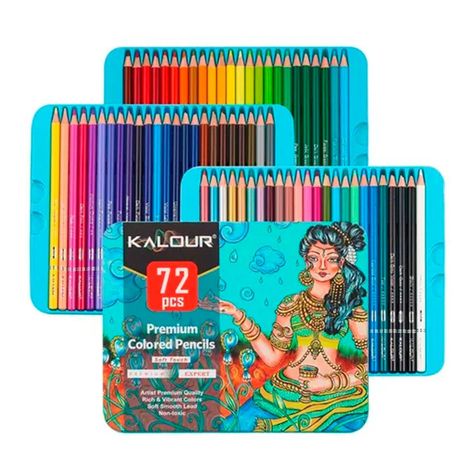Set 72 Lapices Colores Arte Profesional Dibujo Caja Metálica-0