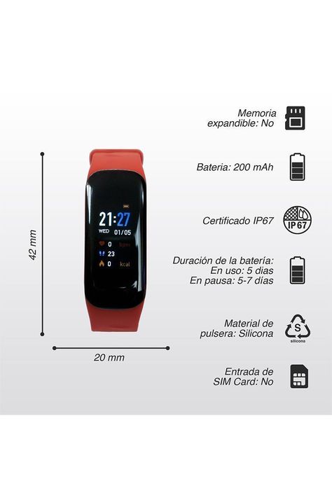 Smart Band ZN48 Rojo-2