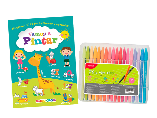 Pack 36 lapices MONAMI + Libro Vamos a Pintar -0