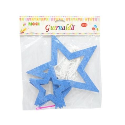 Guirnaldas - Contorno Estrellas Grandes Azul Brillante 12pcs-0