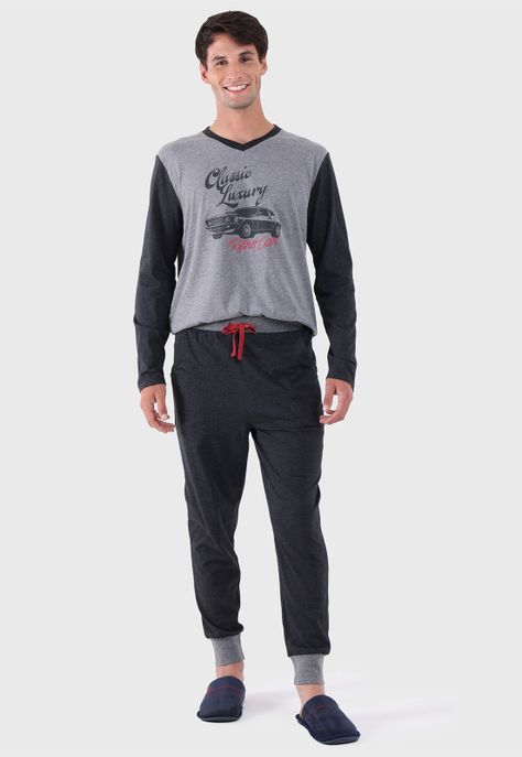 Pijama Largo Cuello En V Arrow P1I2307GR-0
