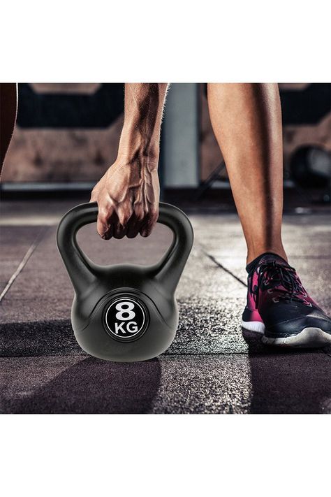 Kettlebell Mancuerna Pesa Rusa Cemento 8 Kg Negro-1