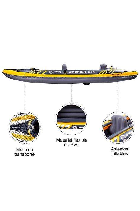 Kayak 2 Personas 52x78x350 cm Amarillo-3