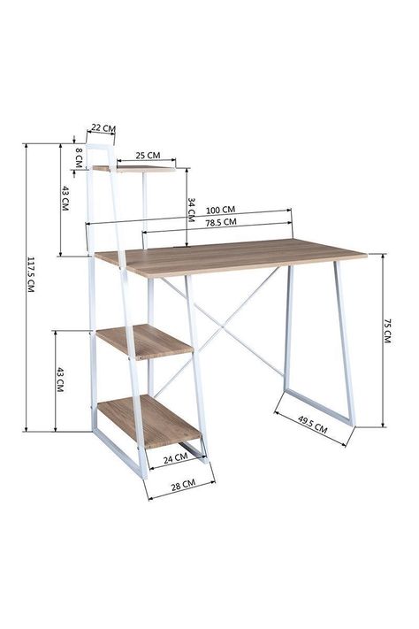 Escritorio Repisas 104x50x128cm MDF y Metal-2