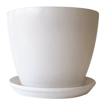 SET MACETA/PLATO BIO ACTUAL BLANCO 24X18-0