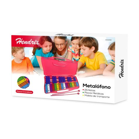Metalofono Xilofono 25 Notas Con 2 Baquetas Rosadas Hendrix-2