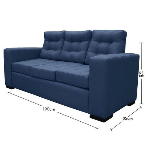 Sofá Antu Chenille Tipo Lino Azul 3 Cuerpos-3