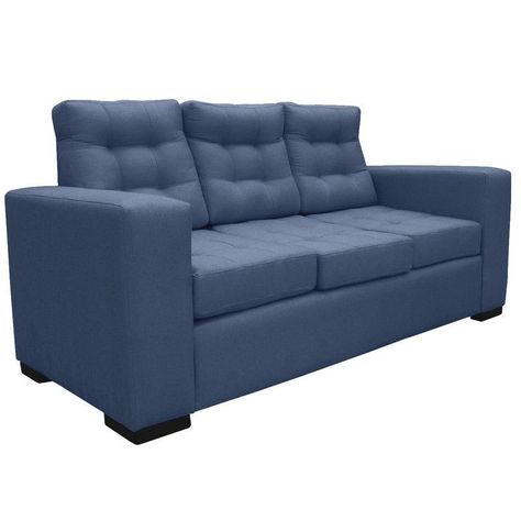 Sofá Antu Chenille Tipo Lino Azul 3 Cuerpos-1