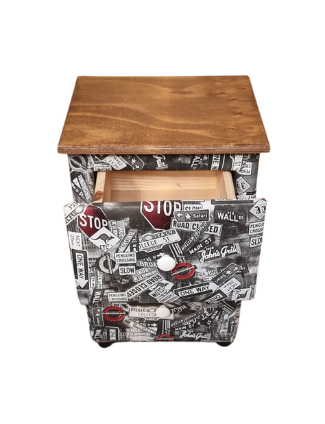 Velador Doble Cajón One Whay Eco Cuero-4