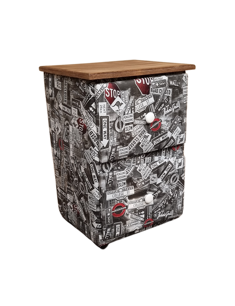 Velador Doble Cajón One Whay Eco Cuero-1
