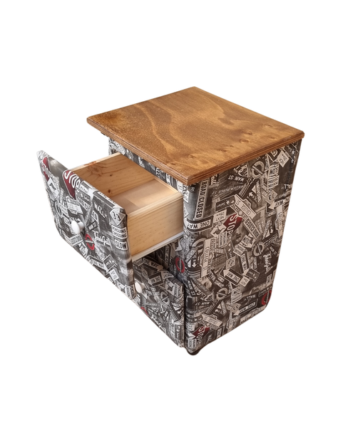 Velador Doble Cajón One Whay Eco Cuero-3
