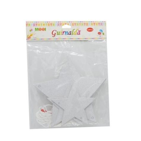 Guirnaldas - Estrellas Grandes Plata Brillante 12pcs-0