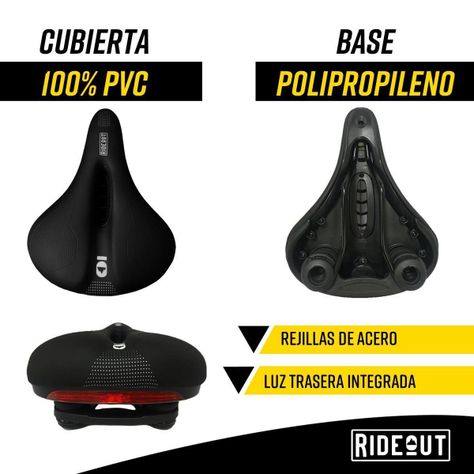 Asiento Sillin Bicicleta Antiprostático Flyrock +Luz Trasera-3