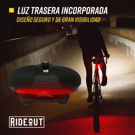 Asiento Sillin Bicicleta Antiprostático Flyrock +Luz Trasera-2