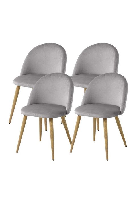 Pack 4 Sillas Comedor Sitial Terciopelo Gris-0