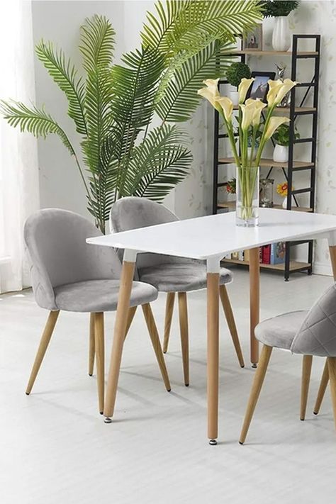 Pack 4 Sillas Comedor Sitial Terciopelo Gris-1