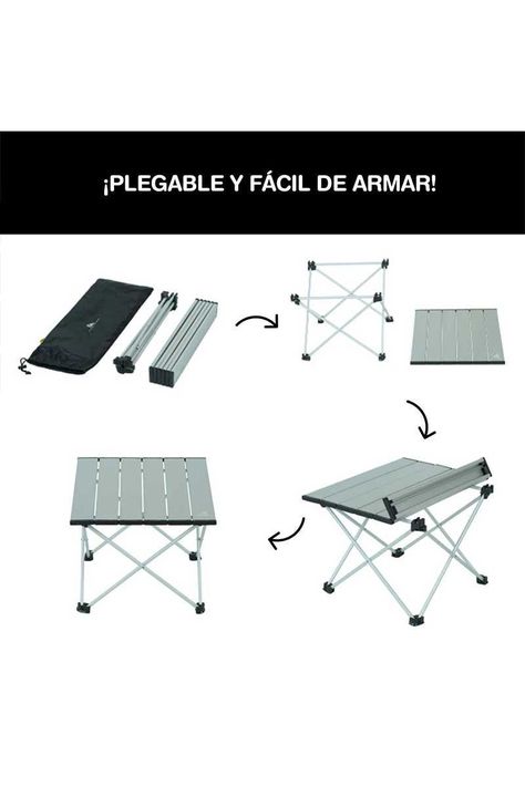 Mesa de Camping Plegable Portátil Gris-4