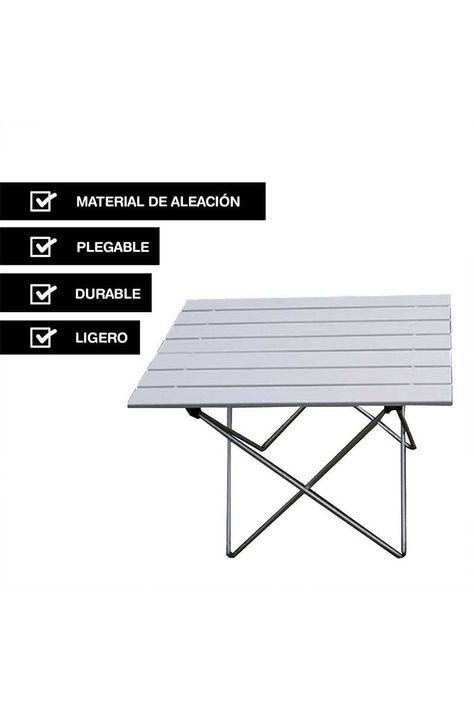 Mesa de Camping Plegable Portátil Gris-3