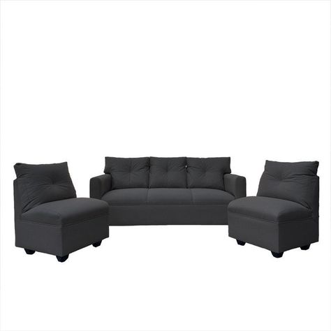 Juego Living Mateo Chenille Grafito Pata Plastica 3C.1C.1C-0