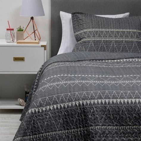 QUILT/CUBRECAMA ESTAMPADO GRIS OSCURO-0