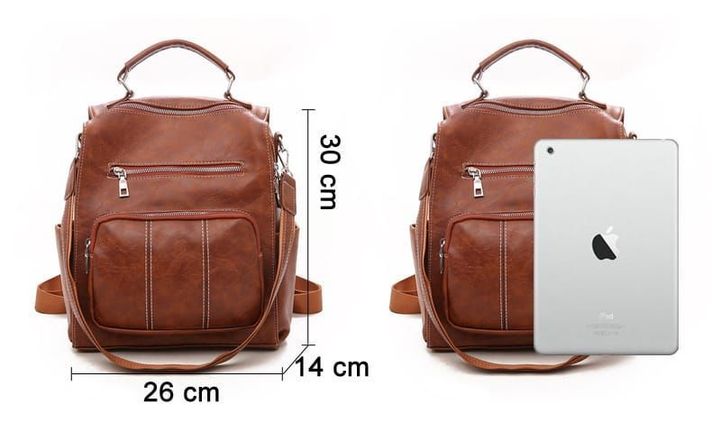 Mochila Cartera De Cuero Elegante Juvenil Multifuncional.-6