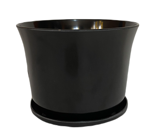 MACETA BIODEGRADABLE CURVO NEGRO C/PLATO 16,5X13-0