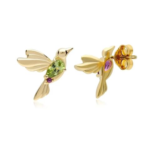 Aros Colibrí Plata 925 Bañado En Oro-1