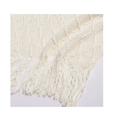 Manta Decorativa Tejida Estilo Nordico Para Sofa Sillon Cama Blanco-1