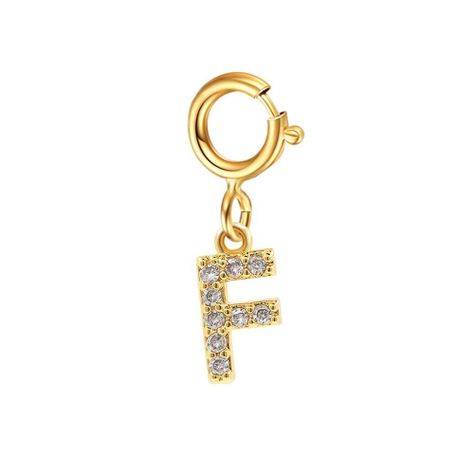 Cadena Eslabones Oro Amarillo 18k Charm Letras Inicial F Full Diamante-0