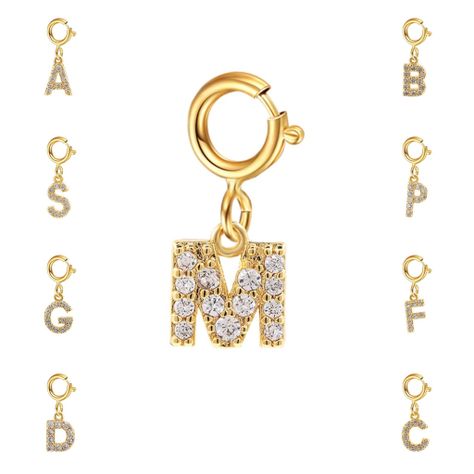 Cadena Eslabones Oro Amarillo 18k Charm Letras Inicial F Full Diamante-1