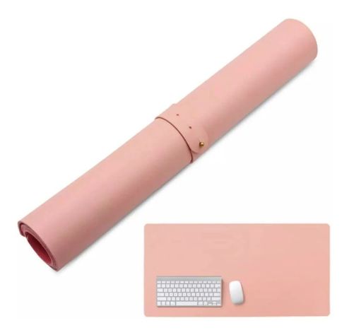 Alfombrilla Mousepad De Cuero Impermeable Reversible RosaCeleste-1