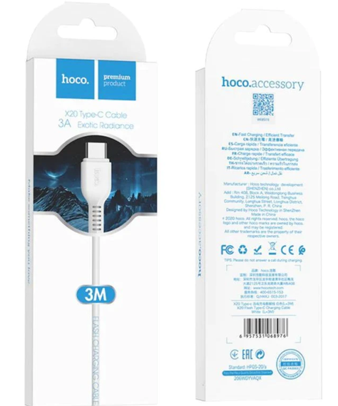 Cable Hoco  x20 usb a  usb -c 3A 3mt-1