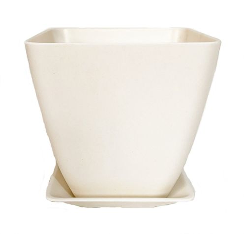 SET 4 MACETAS BIO C/PLATO CUADRAD BLANCO13,3X12,4-1
