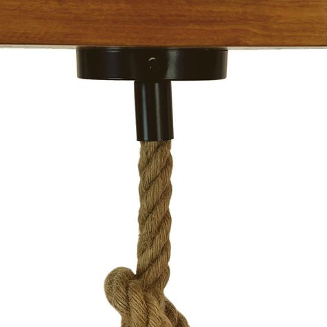 Lámpara Colgante Madera Con Cáñamo Tres Luces E-27-4