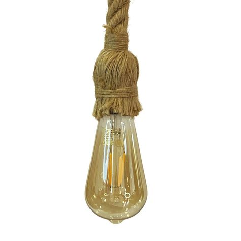 Lámpara Colgante Madera Con Cáñamo Tres Luces E-27-2