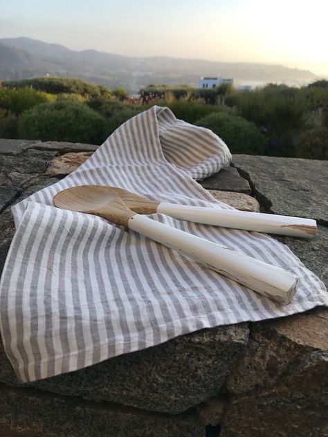 Paño De Cocina Gris a Rayas-0