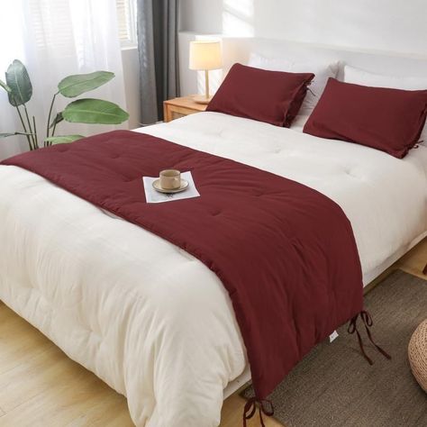 Set de piecera con 2 fundas de almohada  burdeo-0
