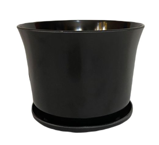 SET 2 MACETAS BIO CURVOS NEGRO C/ PLATO 16,5X13-1