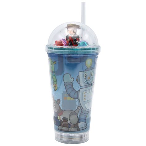 Vaso Robot Vaquero Azul Claro Diseño Robot Glitter y Diamantes-1