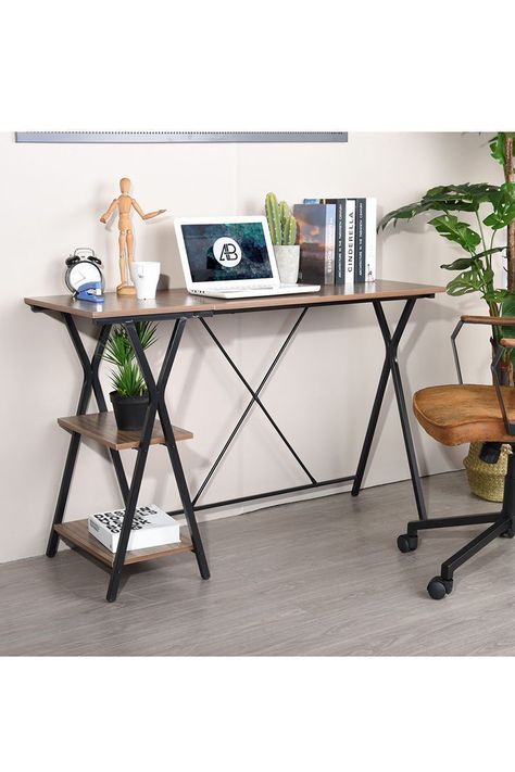 Escritorio Cruz Con Repisas 120x48x78cm Café-1